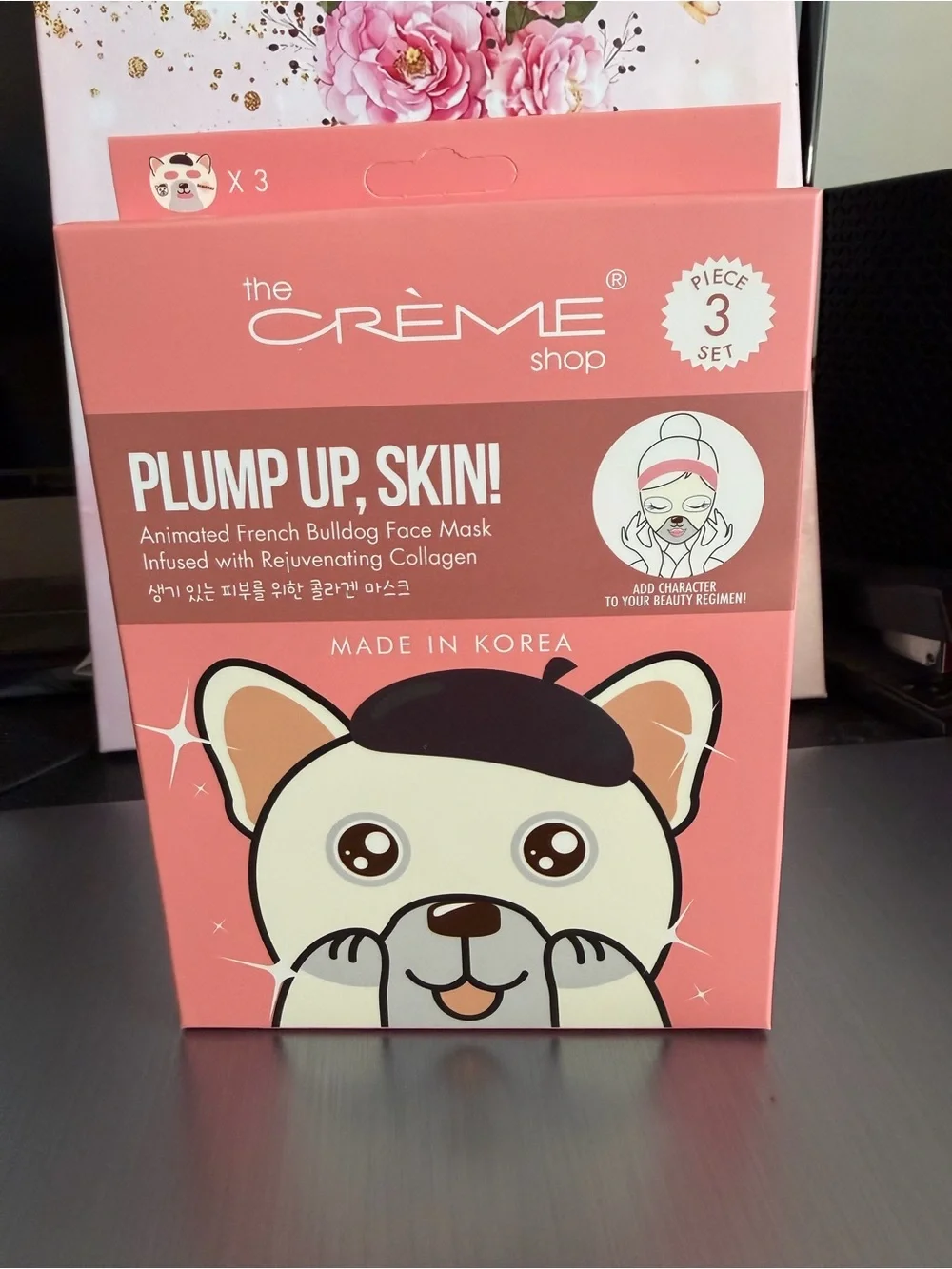 The Crème Shop Pink Animated French Bulldog Plumping Face Mask (3-Pack)